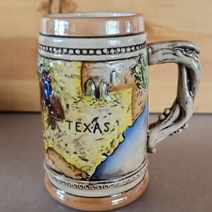 Texas Ceramic Souvenir Beer Stein - Yellow & Blue